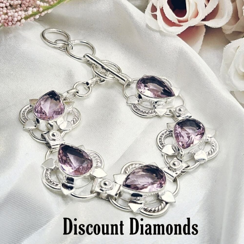 Pear Shaped Pink Kunzite on 925 Stainless Steel - Women's Jewel…